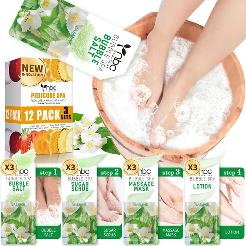 Miniatura 37 de Juego de spa de pedicura para pies, kit de pedicura para el hogar con sal de baño, loción hidratante de crema exfoliante para pies, cuidado de pies