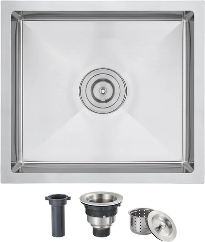 Miniatura 16 de Fregadero de cocina de 23 x 18 x 9 pulgadas, fregadero de cocina hecho a mano de acero inoxidable 304, radio ajustado R10, fregadero de cocina