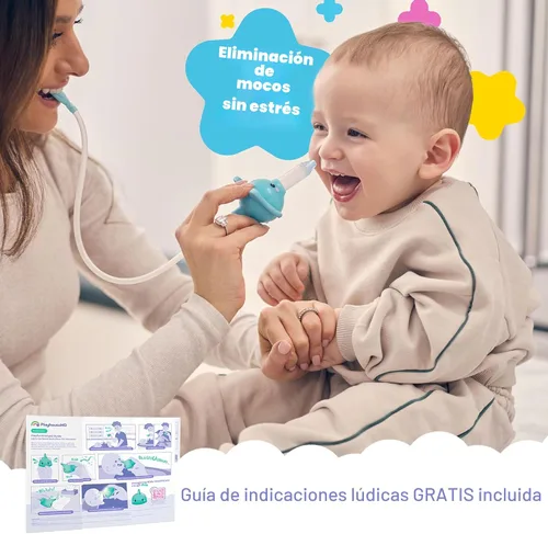 Miniatura 8 de Playhouse MD Booger Buddy - Aspirador nasal de elefante, con luz LED para bebés y niños pequeños, removedor de mocos sin BPA para nariz tapada, Azul