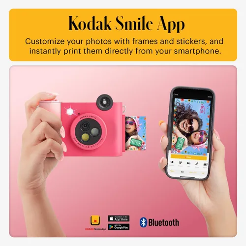 Miniatura 4 de Kodak Smile+ Cámara digital de impresión instantánea 2 en 1 e impresora de fotos inalámbrica Bluetooth - 10 MP, lente giratoria de efecto especial