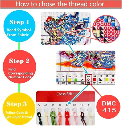 Miniatura 6 de Fanxvivy Kits de punto de cruz estampado para adultos, patrones de punto de cruz impresos, 11CT estampado o contado, kit de bordado de punto