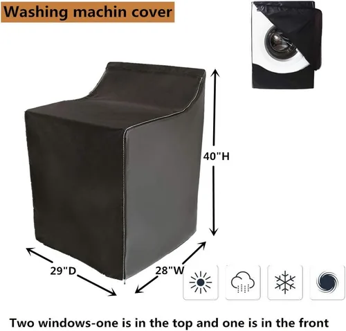Miniatura 2 de Funda para lavadora: tela más gruesa, 2 cremalleras, se adapta a la mayoría de lavadoras y secadoras de carga superior/frontal, protección para todo