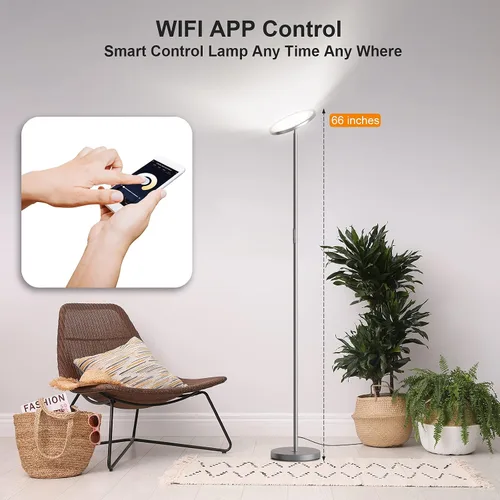 Miniatura 3 de LEPOWER Lámpara de pie brillante con 16 millones de opciones de color, control táctil y compatible con Alexa, Goolge Home, lámpara de pie regulable