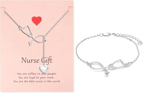Dcfywl731 Nurse Gifts for Women Silver Stethoscope Nurse Necklace Heart Initial Pendant Necklace Letter Necklace for Doctors and Nurses chrismtas