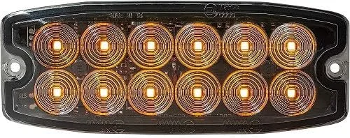 Buyers Products 8890400 - Luz estroboscópica LED ultra fina de doble fila, 5 pulgadas, ámbar, 12 LED, patrones de flash síncronos y alternos, luz de