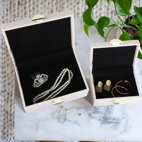 Miniatura 4 de HofferRuffer Cajas de Joyería de Cuero Sintético, Cajas Decorativas Organizador de Accesorios de Almacenamiento con Decoración de Herrajes Dorados