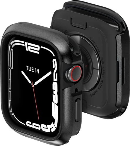Miniatura 18 de MAGEASY Funda resistente de aluminio de calidad aeronáutica para Apple Watch de 45mm Series 9, 8, 7 Carcasa metálica dura 2 en 1 con parachoques