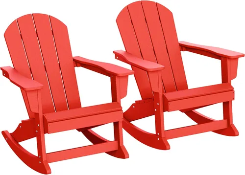 Miniatura 99 de WestinTrends Silla mecedora Malibu de poliéster para exterior/patio Adirondack, Negra