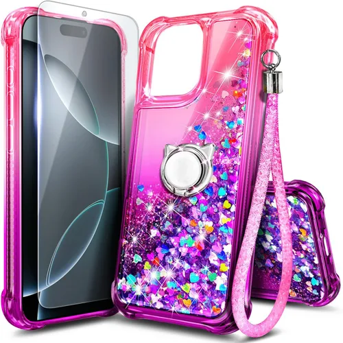 Miniatura 14 de NGB Diseñada para Funda de Teléfono iPhone 11, Morado/Azul Funda Bonita con Purpurina Líquida Brillante para Mujeres Niñas Niños con Protector