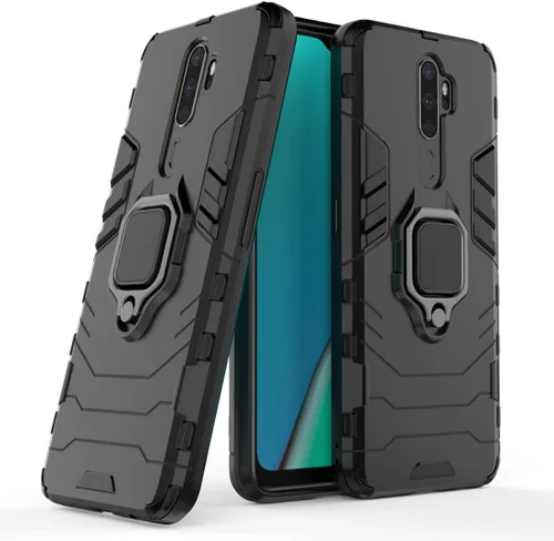 LuluMain Funda compatible con Oppo A9 (2020), soporte de anillo de metal, a prueba de golpes, carcasa rígida (funciona con soporte magnético para
