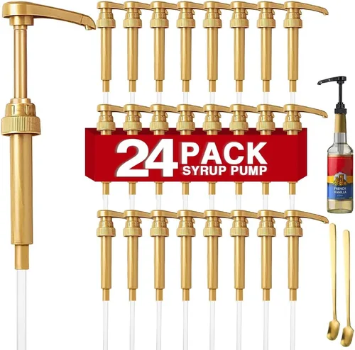 Miniatura 7 de Paquete de 12 dispensadores de bomba de jarabe de café blanco, compatible con botellas de 25.4 onzas, ideal para mezclas de bebidas del hogar