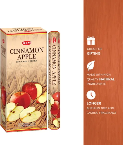 Miniatura 4 de Hem Varitas de incienso de manzana y canela (120 varillas, 6 cajas en el interior), 9 pulgadas de largo, 0.71 onzas por caja, fragancia acogedora