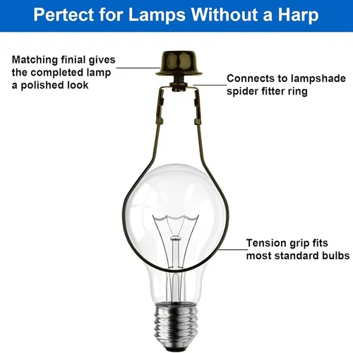 Miniatura 8 de WEAVERBIRD Lamp Shade Holder, Clip on Lampshade Adapter, Lamp Shade Light Bulb Clip Adapter, Spring Clip for Light Bulbs, Antique Brass