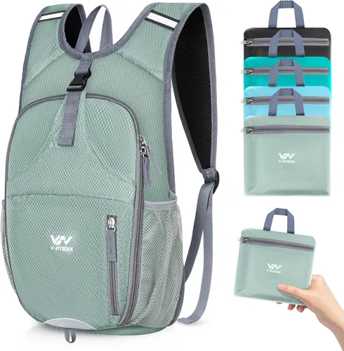 Miniatura 11 de Mochila de senderismo plegable de 15 L, ligera, plegable, impermeable, lavable a máquina, con correa para el pecho, paquete plegable pequeño