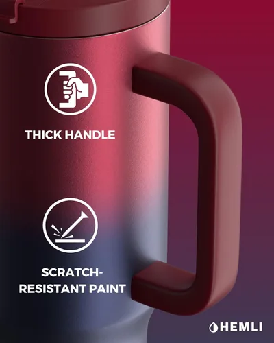 Miniatura 6 de Vaso de 40 onzas con asa y popote, vaso de acero inoxidable aislado con tapa 2 en 1 a prueba de fugas, reutilizable y portátil, taza de viaje