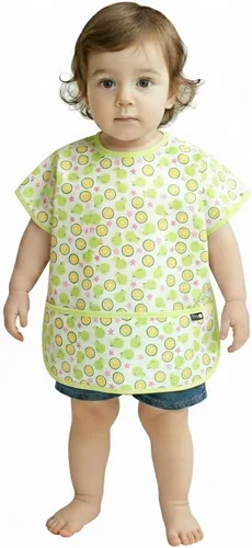 Miniatura 11 de Plie Short Sleeve Waterproof Bib for Toddlers – Easy Clean Feeding Apron for Mealtime, Daycare, Self-Feeding, Lightweight