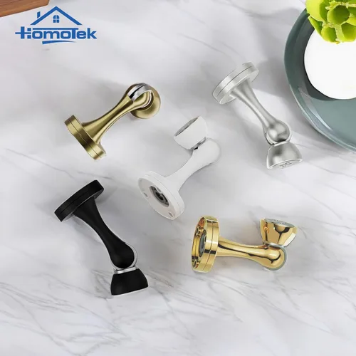 Miniatura 8 de HOMOTEK Paquete de 2 topes magnéticos para puerta, tope magnético para puerta, resistente punta de zinc y goma, soporte magnético para puerta, Negro