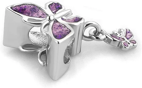 Miniatura 3 de KunBead Dijes colgantes de cuentas de mariposa compatibles con pulseras Pandora, Cobre, vidrio