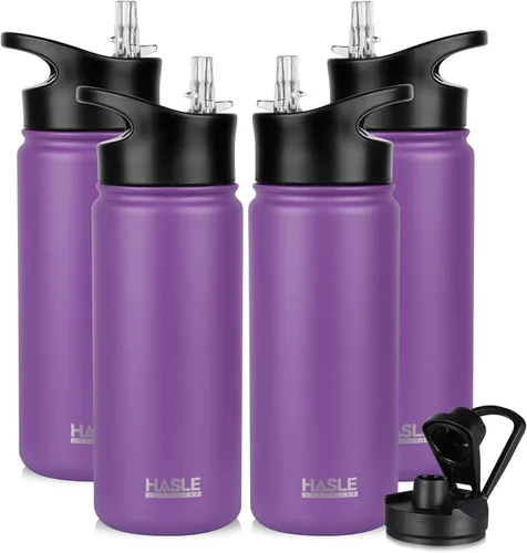 Miniatura 26 de HASLE OUTFITTERS Botella de agua aislada de 16 onzas para niños, botella de agua de acero inoxidable de doble pared al vacío, a prueba de fugas