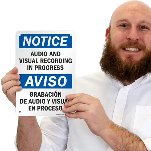 Miniatura 8 de Aviso: y visual de audio grabación en el Progreso, aviso Audio y grabacio vissual en señal, 10" x 7