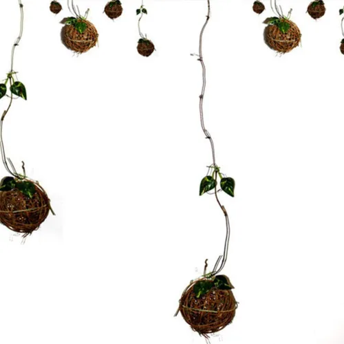 Miniatura 2 de 10 Uds. Bolas de mimbre de mimbre natural de la bola de vid ornamento loro pájaro masticar para fiesta de Navidad jardín decoración de pared 2.0 in