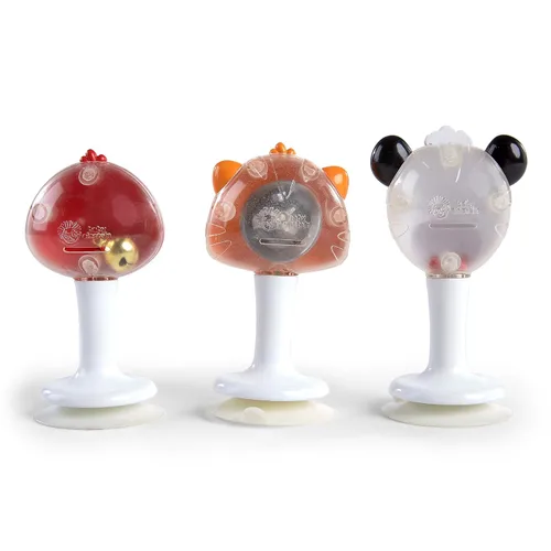Miniatura 3 de Baby Einstein Rattle & Jingle Trio - Juego de sonajeros musicales para llevar para silla alta a partir de 6 meses, multicolor, 3 unidades Sonajero