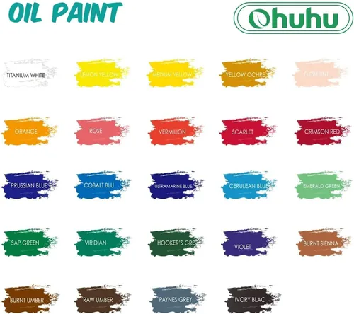 Miniatura 5 de Ohuhu - Juego de pintura al óleo, 24 colores a base de aceite, 12 ml/0.42 oz x 24 tubos. Suministros de pintura al óleo no tóxicos para pintar