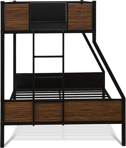 Miniatura 4 de East West Furniture JAFTBLK Jackson - Litera de tamaño matrimonial, dos camas divididas, una escalera con dos escalones y barandillas de protección