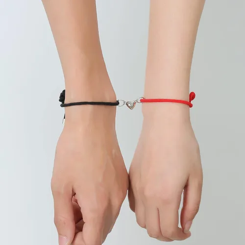 Miniatura 4 de GIEIWIW Pinky Promise Distance Matching Bracelets Friendship Couple Magnetic Bracelet Adjustable Cord Heart Bracelet For Graduation Valentine's Day