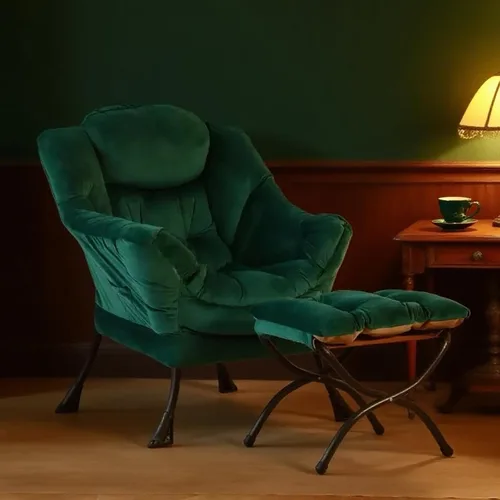 Miniatura 8 de Tiita - Silla perezosa con otomana, moderna y grande, sillón de descanso de acento de ocio, cómoda silla de sofá de lectura con reposapiés para Verde
