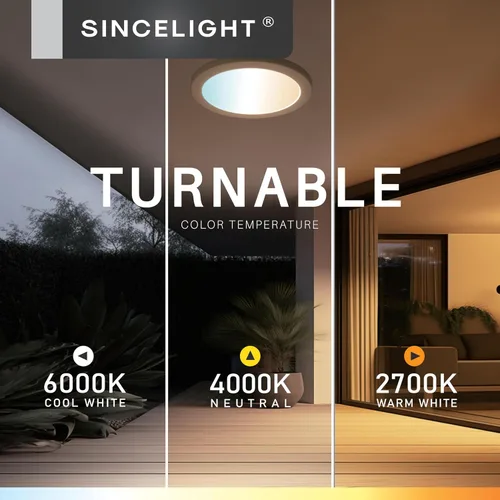 Miniatura 3 de SINCELIGHT Luces LED de techo ultrafinas de 12 pulgadas de 23 W, perfil compacto, empotradas o montaje en superficie, iluminación de borde, 2550 lm