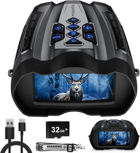 Gafas de visión nocturna, prismáticos de visión nocturna 4K para adultos con batería recargable de 5000 mAh, zoom digital 16X, pantalla HD de 3.5
