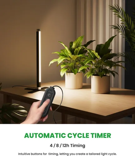 Miniatura 3 de SJZX - Luz de cultivo para plantas de interior, 40 LED de espectro completo con temporizador, luz de cultivo de alta PPFD, luz de cultivo vertical