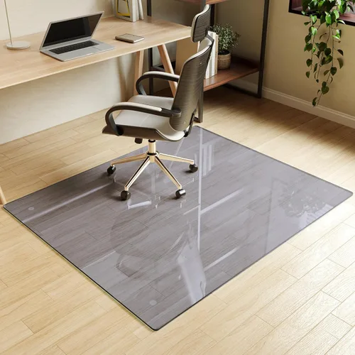 Miniatura 25 de Koonmi Tapete para silla de vidrio templado para suelos de madera dura y alfombras, 30 x 55 pulgadas, protector de piso de oficina transparente
