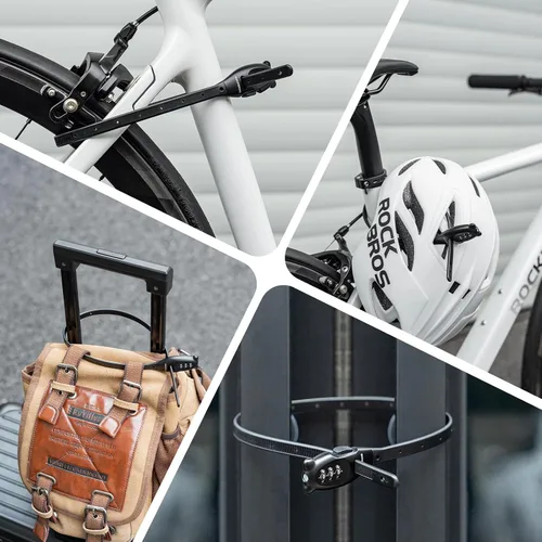 Miniatura 5 de ROCKBROS Cerradura de bicicleta con brida de cremallera, cerradura de cable pequeño, cerraduras ligeras para gabinete de refrigerador