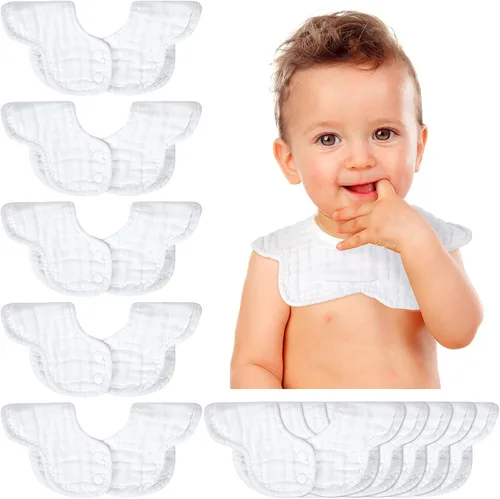 Miniatura 8 de Geyoga Baberos para bebé, 10 unidades, rotación de 360°, bandana de muselina para baberos, baberos de pétalos, baberos de gasa para eructos, babero