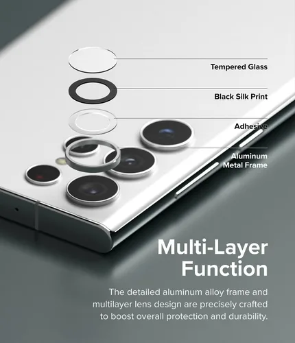 Miniatura 4 de Ringke Marco de lente de cámara de vidrio compatible con Samsung Galaxy S22 Ultra 5G, aluminio metal individual lente de cámara protector adhesivo