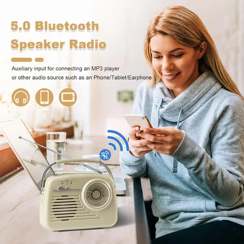 Miniatura 3 de Radio FM, tarjeta USB/SD, altavoz Bluetooth con sintonización manual, cumpleaños, aire libre, pesca, yoga, fiesta, campamento, reproductor portátil