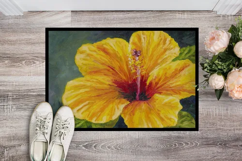 Miniatura 3 de Caroline's Treasures TMTR0321MAT - Felpudo de hibisco amarillo de Malenda Trick de 18 x 27 pulgadas, tapete para puerta delantera