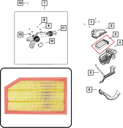 Miniatura 4 de Filtro de aire compatible con Jeep Wrangler Gladiator 68257030AA 2018-2021