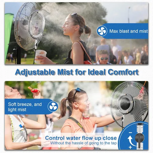 Miniatura 5 de Kit de nebulización de ventilador. Misters de ventilador para refrigeración al aire libre, anillo rociador integrado para exteriores con válvula