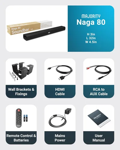 Miniatura 7 de Majority Barra de sonido Bluetooth de 140 W para Smart TV Barra de sonido inalámbrica 2.1 de 31 pulgadas para TV con sonido 3D Altavoces de TV