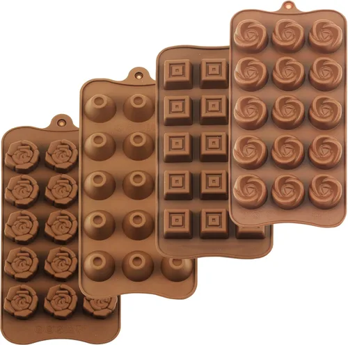 homEdge Molde de trufa, juego de 4 moldes de silicona antiadherentes de grado alimenticio para gelatina de chocolate