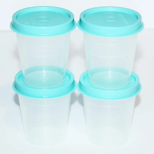 Tupperware Juego de 4 mini recipientes vintage de espuma de mar, color azul aguamarina, pastel