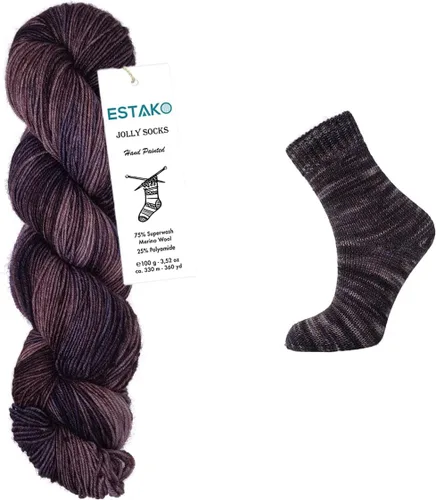 Miniatura 9 de Estako Jolly Socks Hilo Pintado a Mano 75% Lana Merino Superwash y 25% Poliamida (Fine/Sport 2 Peso) / 3.52 Oz - 100 gr / 360 Yardas - 330 mt