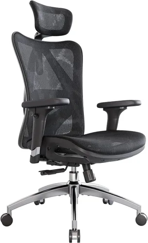 SIHOO M57 Silla de oficina ergonómica de malla, silla de escritorio con respaldo alto para el hogar con reposabrazos 3D, soporte lumbar y Negro