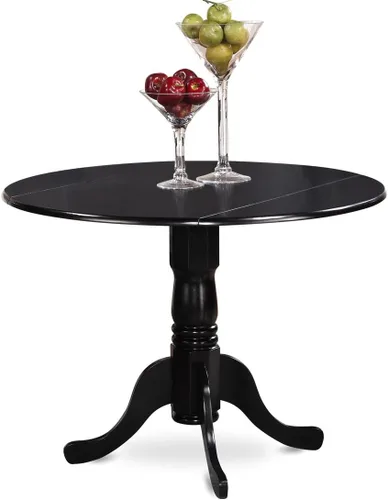 Miniatura 3 de East West Furniture DLFR5-BLK-02 - Juego de mesa de comedor moderno de 5 piezas, incluye una mesa redonda de madera con gotas y 4 sillas tapizadas