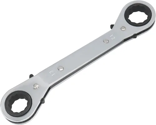 Miniatura 8 de Llave de trinquete universal reversible de 0.748 x 0.827 in, extremo de caja métrica de doble desplazamiento, acero Cr-V chapado en cromo mate