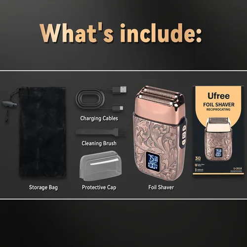 Miniatura 7 de Ufree Close Shave - Afeitadoras eléctricas para hombres, maquinilla de afeitar eléctrica de 3 velocidades, afeitadoras de cabeza calva, recortadora