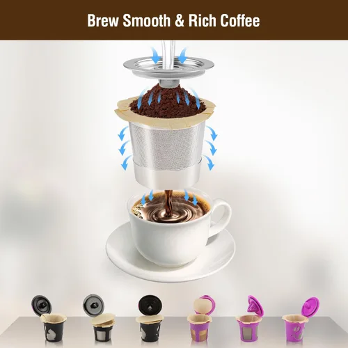 Miniatura 7 de 300 filtros desechables de taza K, papel de filtro de café para cafeteras Keurig de una sola porción 1.0 y 2.0, uso con cápsulas K Cup reutilizables